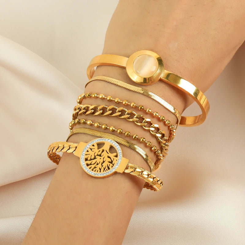 Bracelet Élégant en Or avec Arbre de Vie - CHRONOVIBE-PARIS